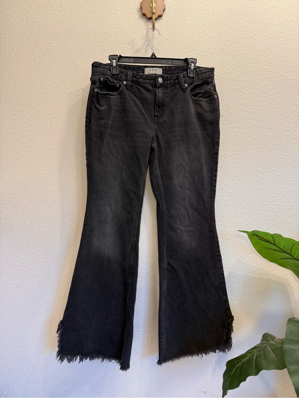 We The Free Black Ash Frayed Vintage Inspired Flare Jeans | Size 29
